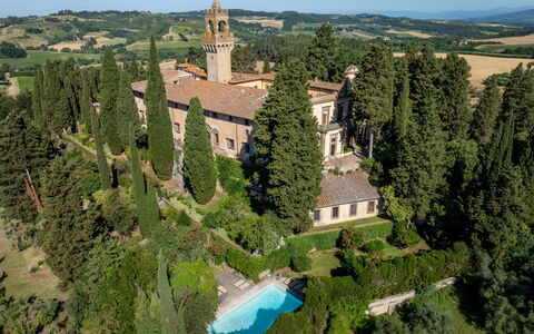 Montegufoni: Busk, Estate, Mansion, Have, Slot, Palads, Landscaping, Statelig Hjem
