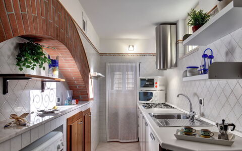 49 Little House: Cabinetry, Køkkenvask, Ejendom, Countertop, Håndvask, Hvid, Plante, Bygning, Køkken, Stueplante