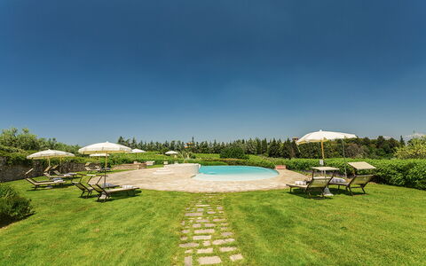 Villa Sole Del Chianti: Plante, Himmel, Vand, Ejendom, Træ, Azure, Naturlige Landskab, Svømmepøl, Land Lot, Udendørs Møbler