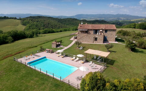 Villa Guardistallo: Himmel, Sky, Plante, Træ, Bygning, Land Lot, Svømmepøl, Græs, Naturlige Landskab, Ejendom