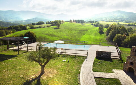 Villa Guardistallo: Sky, Plante, Himmel, Ejendom, Bjerg, Naturlige Landskab, Træ, Græs, Land Lot, Biome