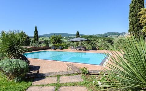 Villa Pancole: Vand, Plante, Ejendom, Himmel, Svømmepøl, Azure, Naturlige Landskab, Bygning, Træ, Rektangel