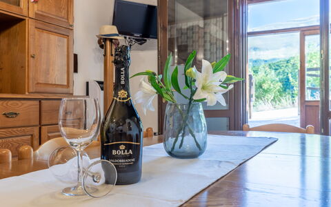 Casa Tramonti: Ejendom, Bord, Plante, Flaske, Bygning, Cabinetry, Drinkware, Bordservice, Blomst, Træ