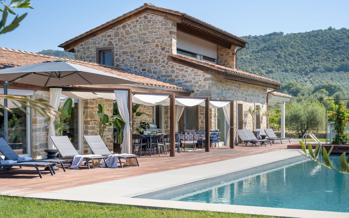 Garden and swimming pool view