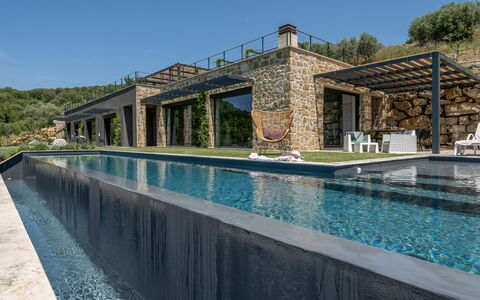 Villa Paradise: Vand, Himmel, Ejendom, Azure, Krop Af Vand, Bygning, Plante, Svømmepøl, Fritid, Træ