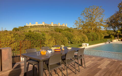 Il Borgo, Borgo Campassini, Monteriggioni: Møbel, Bord, Udendørs Møbler, Stol, Udendørs Bord, Køkken & Spisebord, Have, Skygge, Backyard, Eco Hotel