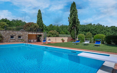Il Villino Del Collezionista With Pool In Pistoia: Blå, Svømmepøl, Udvej, Have, Eco Hotel, Hacienda, Landscaping, Estate, Skygge, Villa