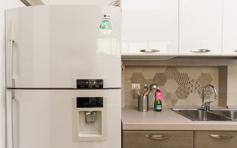 La Maison De Rosetta: Køkken Apparat, Køkken, Countertop, Cabinetry, Større Bandage, Indretning, Husholdningsapparat, Møbel, Træ, Køleskab