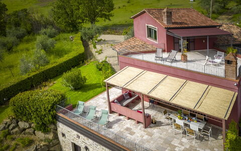 Villa delle Rose: Møbel, Bord, Stol, Køkken & Spisebord, Udendørs Møbler, Restaurant, Udendørs Bord, Skygge, Have, Udendørs Struktur