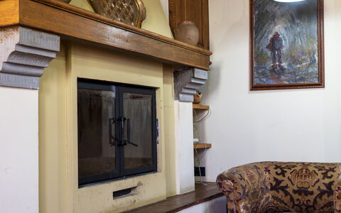 Country Historical House Lucca: Træ, Indretning, Gulvbelægning, Møbel, Etage, Værelse, Billedramme, Stue, Hearth, Bejdse