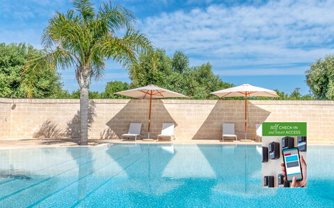 Masseria Lamagrotte: Svømmepøl, Kompositmateriale, Udvej, Fritid, Udendørs Møbler, Skygge, Fritidscenter, Paraply, Eco Hotel, Hotel