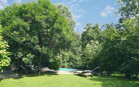 Chalet Fagarè, Pool, Sauna, Prosecco Hills: Træ, Blad, Afdeling, Vegetationen, Busk, Have, Skygge, Lawn, Forår, Sollys