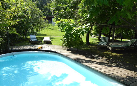 Chalet Fagarè, Pool, Sauna, Prosecco Hills: Svømmepøl, Udendørs Møbler, Møbel, Skygge, Backyard, Udvej, Have, Stol, Paraply, Fritid