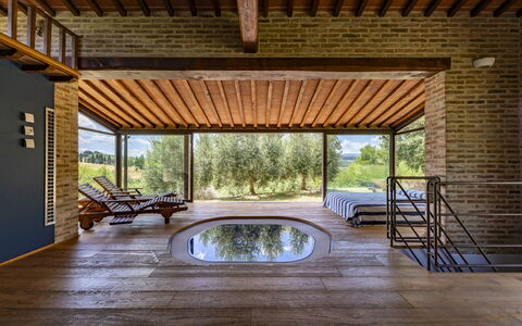 Aqua Bio Retreat: Træ, Møbel, Gulvbelægning, Loft, Etage, Indretning, Arkitektur, Svømmepøl, Udvej, Stol