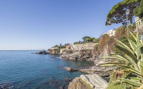 Focaincontromano Seaview, Genova: Blå, Vand, Krop Af Vand, Kyst, Coastal Og Oceaniske Landskabsformer, Hav, Rots, Horisont, Sommer, Headland