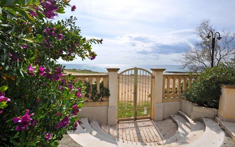 Appartamento Calanca, Marina di Mancaversa: Hav, Ocean, Have, Skygge, Kyst, Landscaping, Altan, Walkway, Blomsterkrukke, Stueplante