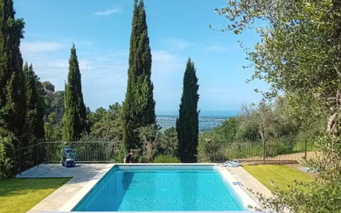 Villa Il Torrazzo, Vista Mare, Massarosa: Svømmepøl, Blå, Skygge, Estate, Have, Udvej, Hacienda, Backyard, Landscaping, Villa