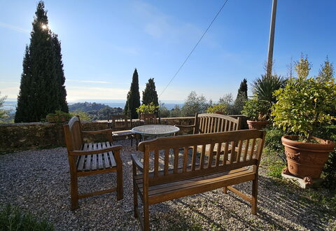 Villa Il Torrazzo, Vista Mare, Massarosa: Møbel, Udendørs Møbler, Have, Blomsterkrukke, Stol, Landscaping, Skygge, Evergreen, Udendørs Bord