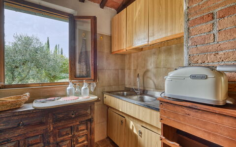 Villa the Horses: Træ, Køkken, Countertop, Sanitærarmatur, Håndvask, Bejdse, Værelse, Loft, Cabinetry, Tap