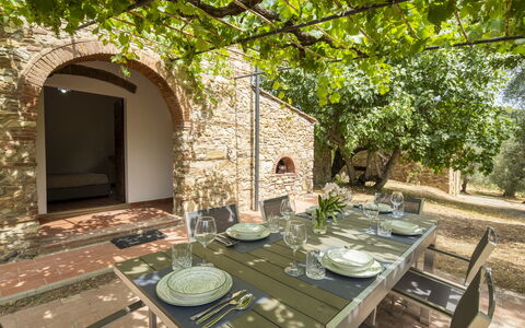 Casale delle Lupe, Campiglia Marittima: Væg, Arch, Mursten, Hacienda, Murværk, Have, Stenmur, Gårdsplads, Villa, Arcade