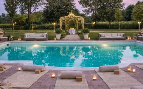 Relais Villa Mirandola: Svømmepøl, Udvej, Water Feature, Have, Udendørs Møbler, Eco Hotel, Fritid, Landskab Belysning, Gårdsplads, Landscaping