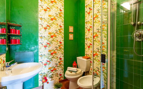 Villa Il Colle di Moriano 8: Grøn, Gul, Indretning, Sanitærarmatur, Badeværelse, Orange, Vvs, Flise, Toilet, Mosaic