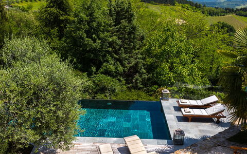 Il Castellaccio 8: Svømmepøl, Udendørs Møbler, Udvej, Liggestol, Eco Hotel, Fritid, Stol, Paraply, Estate, Villa