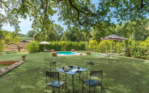 Mulino della Quercia 2+1: Træ, Svømmepøl, Busk, Have, Udvej, Lawn, Skygge, Eco Hotel, Landscaping, Backyard