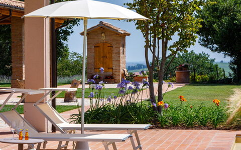 Ca' Pellicciano 8: Møbel, Udendørs Møbler, Paraply, Stol, Udendørs Bord, Have, Skygge, Blomsterkrukke, Gårdhave, Eco Hotel