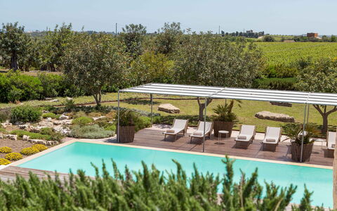 Villa Majoli 9: Svømmepøl, Udendørs Møbler, Udvej, Have, Eco Hotel, Skygge, Landscaping, Stol, Backyard, Gårdhave