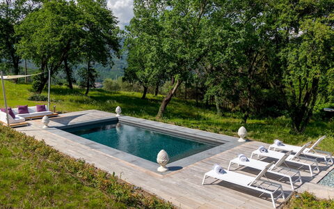 Anticiana 8: Svømmepøl, Udendørs Møbler, Have, Landscaping, Liggestol, Backyard, Stol, Estate, Water Feature, Design