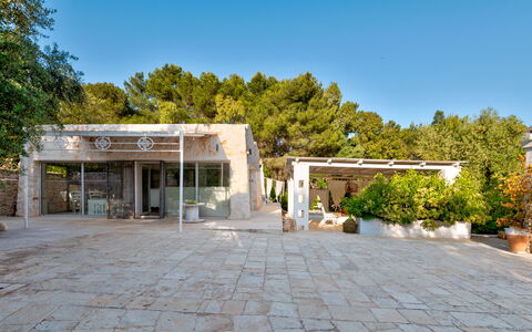 Pigreco 6+2: Træ, Skygge, Estate, Indkørsel, Beton, Landscaping, Gårdsplads, Hacienda, Flise, Villa