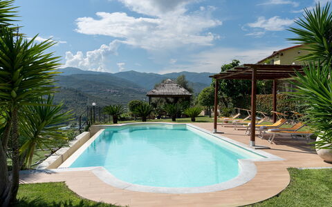 Villa Vittorio 6+2: Svømmepøl, Vand, Udvej, Udendørs Møbler, Eco Hotel, Thermae, Water Feature, Skygge, Stol, Hacienda