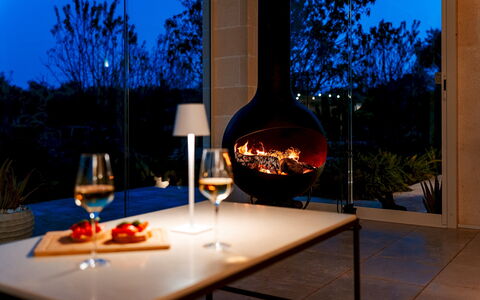 Villa Belkis 6: Belysning, Varme, Hearth, Stol, Skorsten, Ildsted, Stueplante, Stue