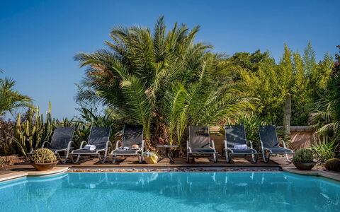 Villa Ashram 6: Svømmepøl, Blå, Udvej, Udendørs Møbler, Eco Hotel, Liggestol, Møbel, Stol, Tropics, Hacienda