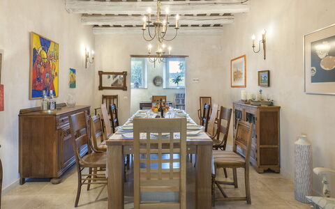 Casa Sant'Elia 7+3: Møbel, Indretning, Væg, Bord, Gulvbelægning, Træ, Stol, Loft, Billedramme, Spisestue