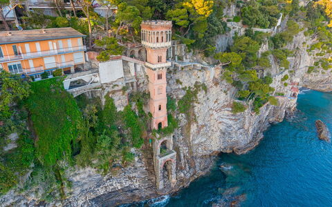 La Scogliera di Sori 5+1: Tårn, Hav, Kyst, Ocean, Promontory, Headland, Klint, Bugt, Klippe