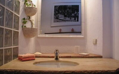 Washbasin with beige granite