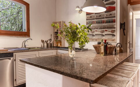 Casa Dei Lentischi: Køkken, Countertop, Møbel, Indretning, Køkken Apparat, Cabinetry, Træ, Gulvbelægning, Lysarmatur, Belysning