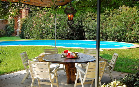 Barchessa Palladio: Møbel, Udendørs Møbler, Bord, Stol, Udendørs Bord, Have, Backyard, Skygge, Gårdhave, Gård